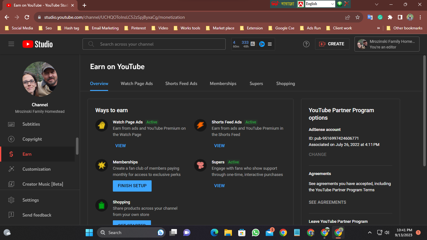 YouTube Earning Dashboard